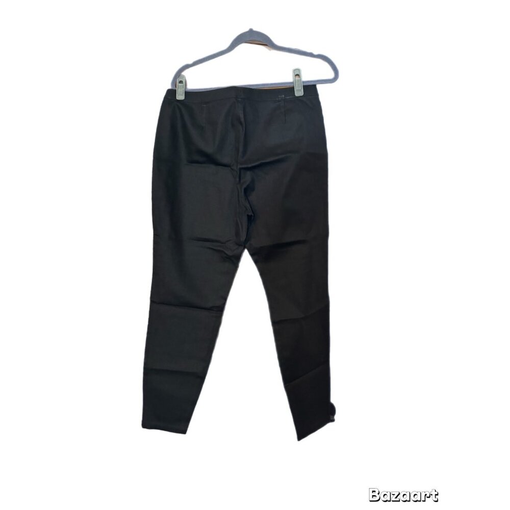 Eileen Fisher Satin Sheen Pant Size Large Womens Tailored Black Pull On - Picture 2 of 4